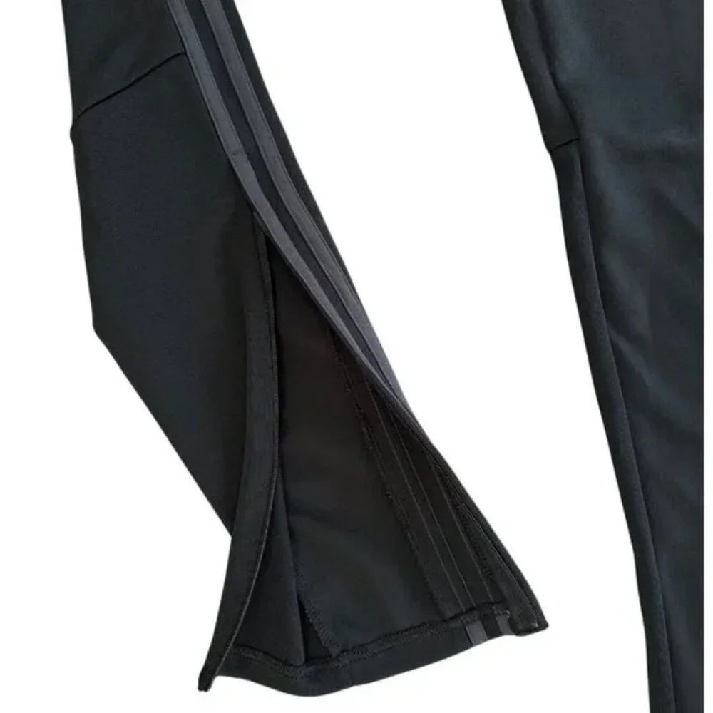 adidas Black Tricot Track Pants XS Tapered Zip Athletic Joggers